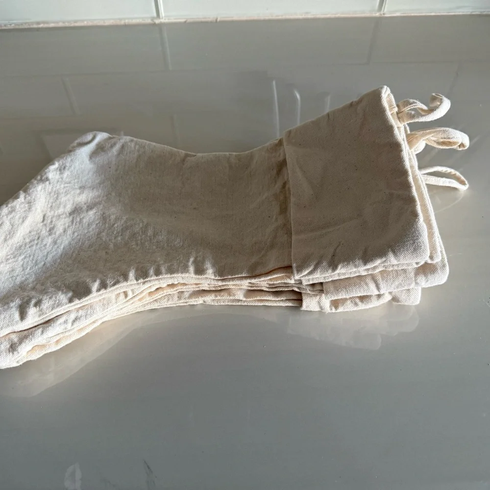 Target Cream canvas Holiday Stockings 14”x6” 4 stockings fold over top 3” loop